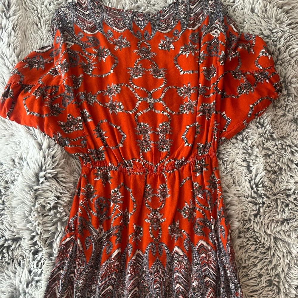 Angie Orange and Gray Patterned Dress